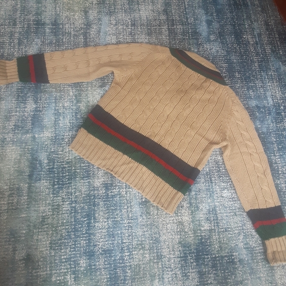 Gant The Rugger 100% Wool 1980s Cableknit Triple Stripe Cricket Sweater, MINT!!! - Picture 10 of 12